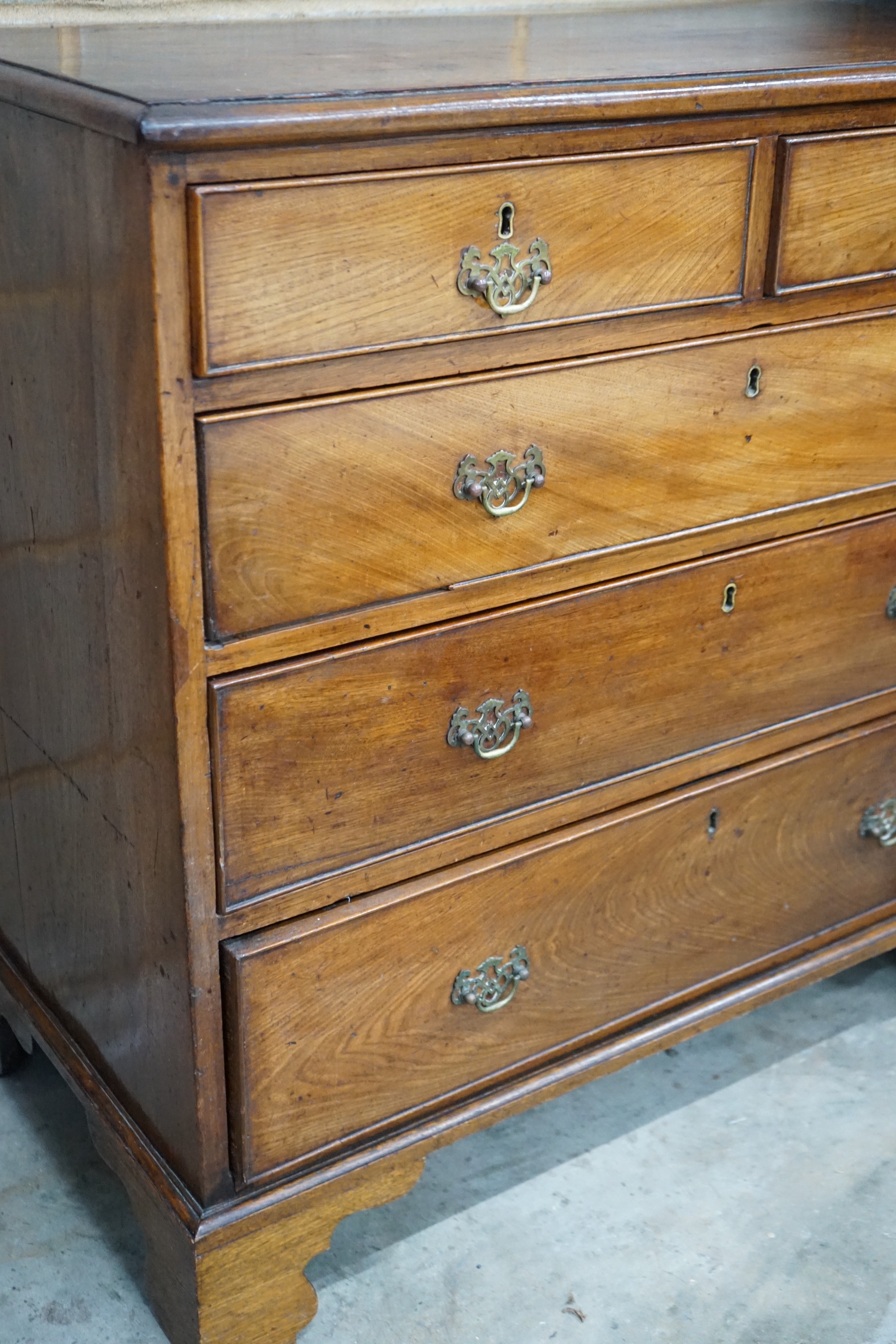 A George III mahogany chest of five drawers width 94cms, depth 50cms, height 93cms.